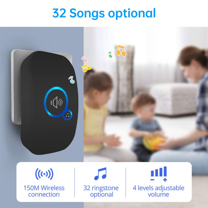 Wireless Smart Doorbell With Home Security Alarm, 32 Songs and Waterproof Button easy Installation - My Fortress Online