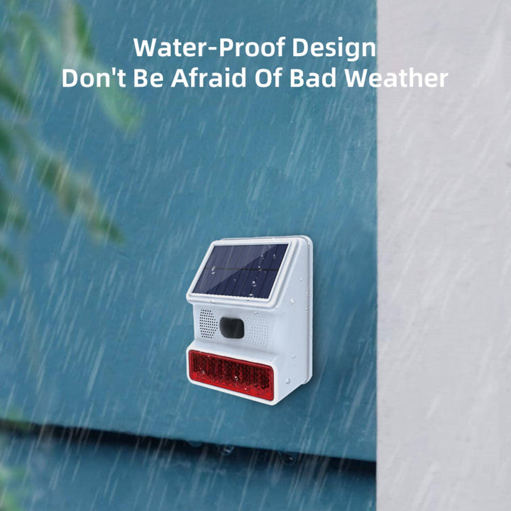 Solar Powered Wireless Waterproof Outdoor Siren With Strobe Light and Loud Sound - My Fortress Online