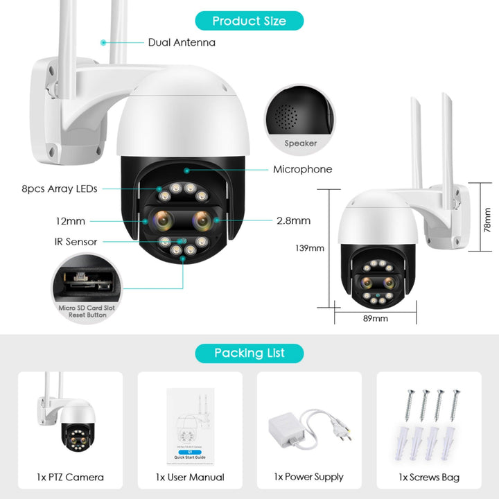 8MP Dual Lens Security Camera With Night Vision, 8X Digital Zoom and AI Human Detection - My Fortress Online