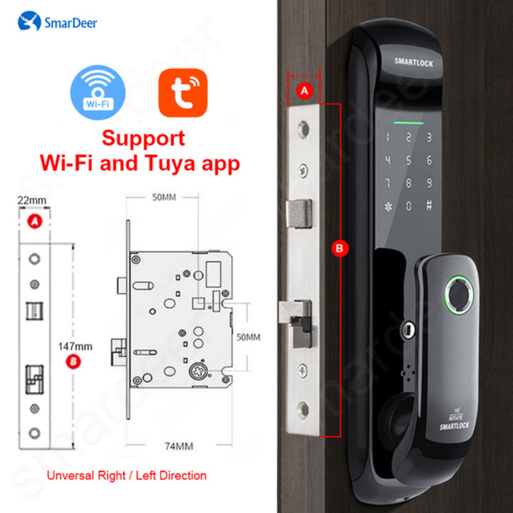 Smart Door Lock Unlocks With Biometrics/Password/RFID Card/Key/APP - My Fortress Online